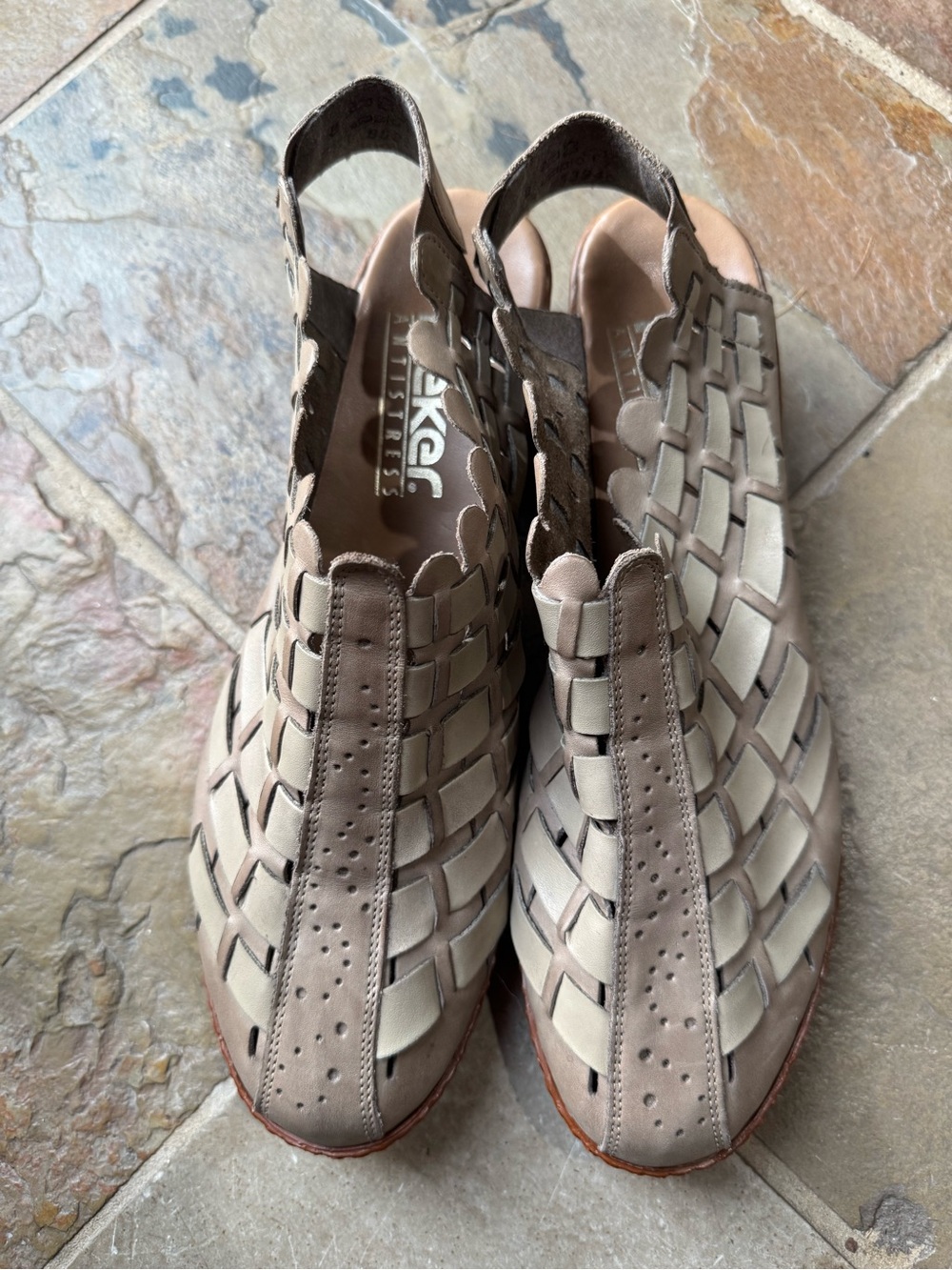 Rieker Sina 78 Anti-stress Women’s Woven Slingback Sandals in Taupe sz 40 / US 9